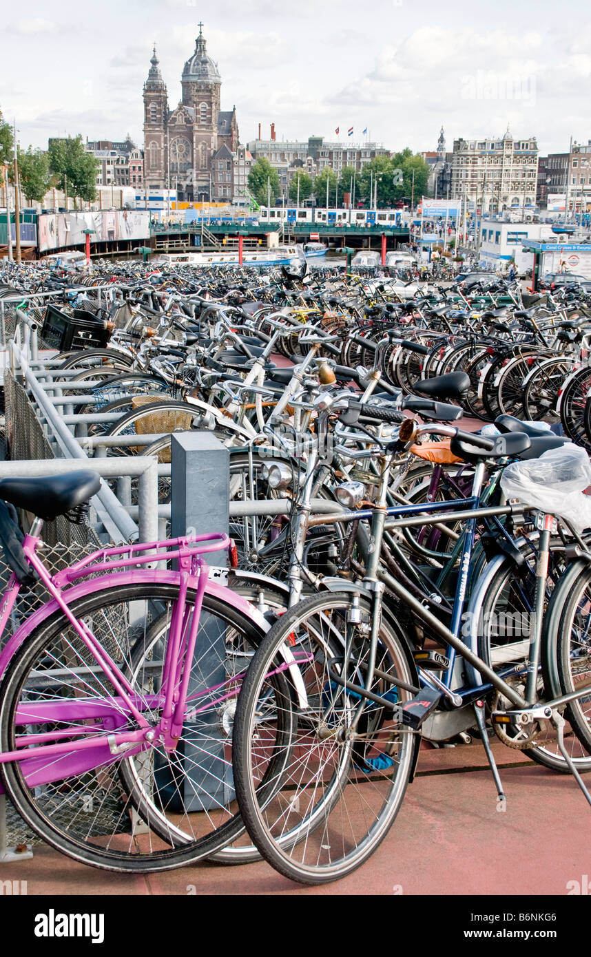 Amsterdam bicycle parking lot near Centraal Station Stock Photo Alamy