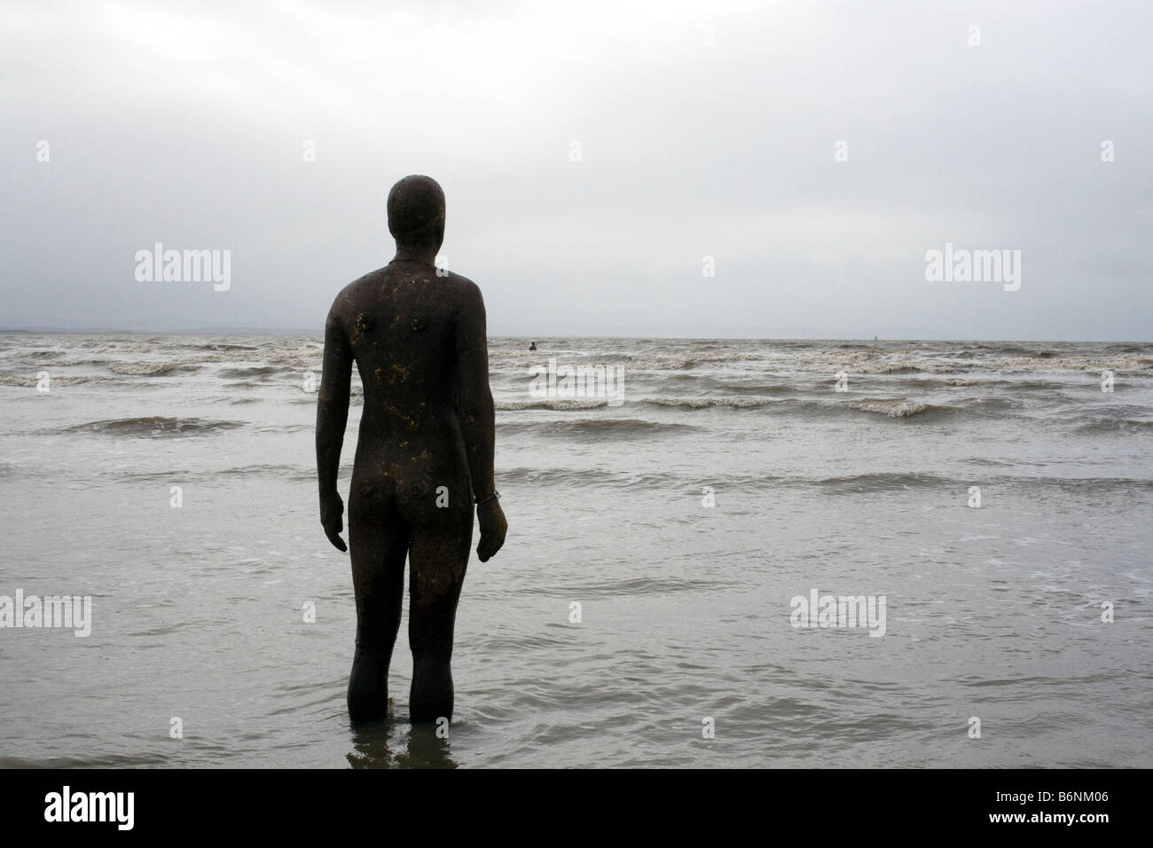 Gormely Iron Statue Crosby Beach Stock Photo Alamy