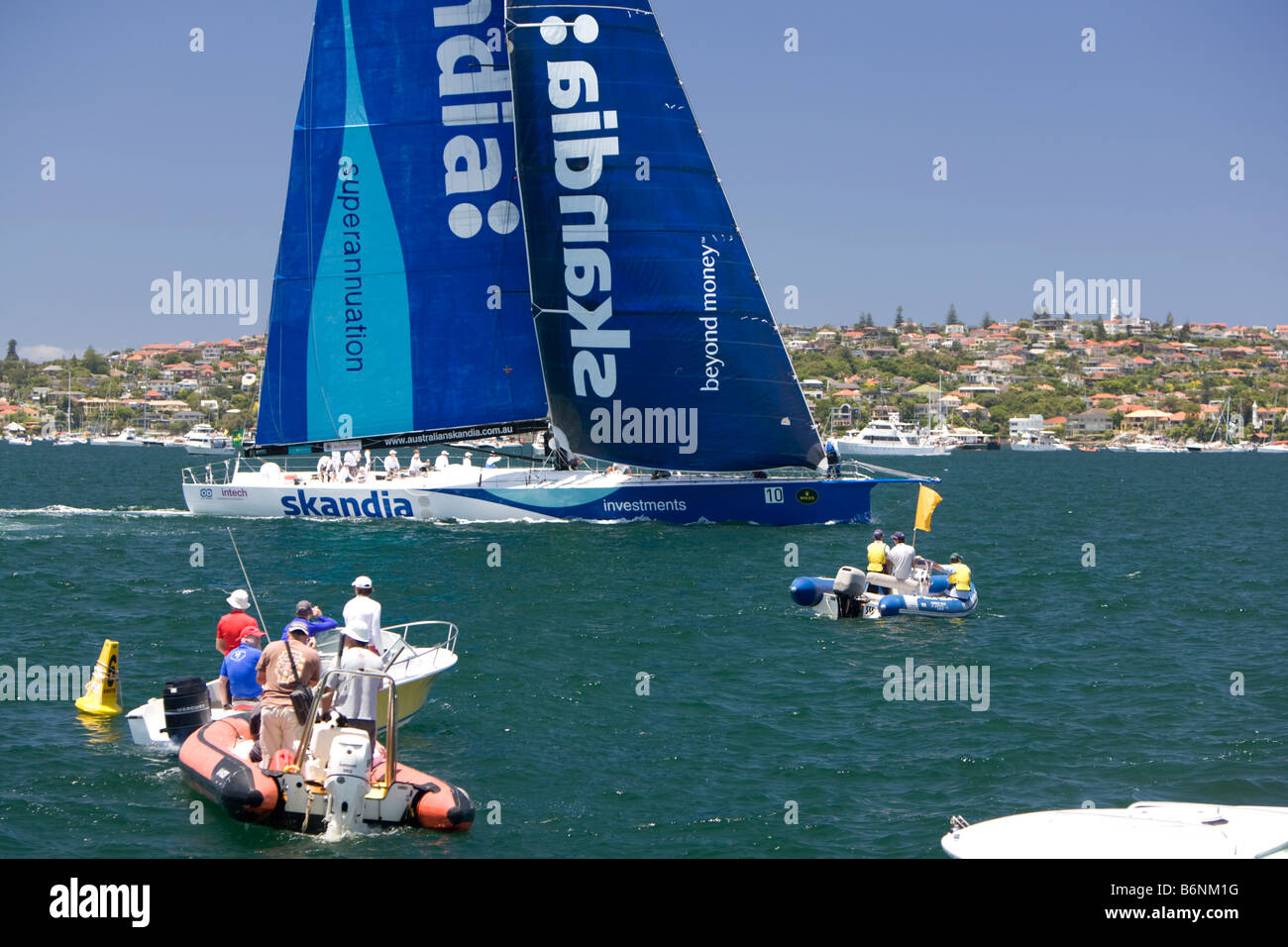 maxi yacht skandia prepares for the start of the sydney to hobart yacht race,sydney harbour,australia Stock Photo