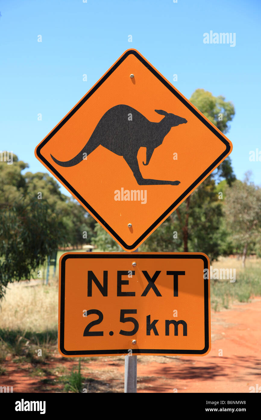 Australian kangaroo road sign,New South Wales, Australia Stock Photo