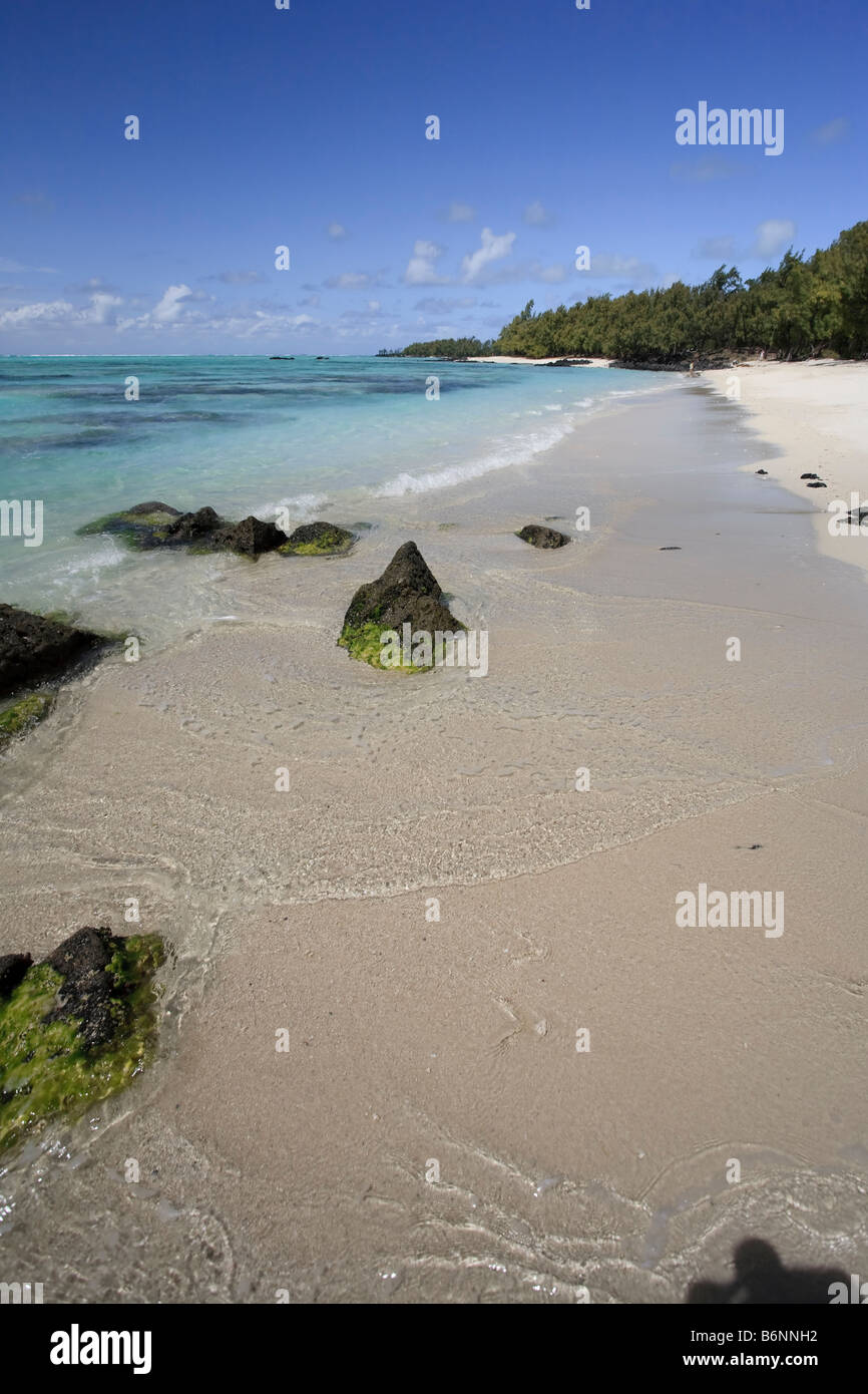 Beach Ile aux Cerfs Mauritius Indian Ocean Stock Photo