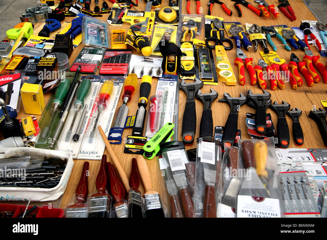 Tools on London street market stall Stock Photo Alamy