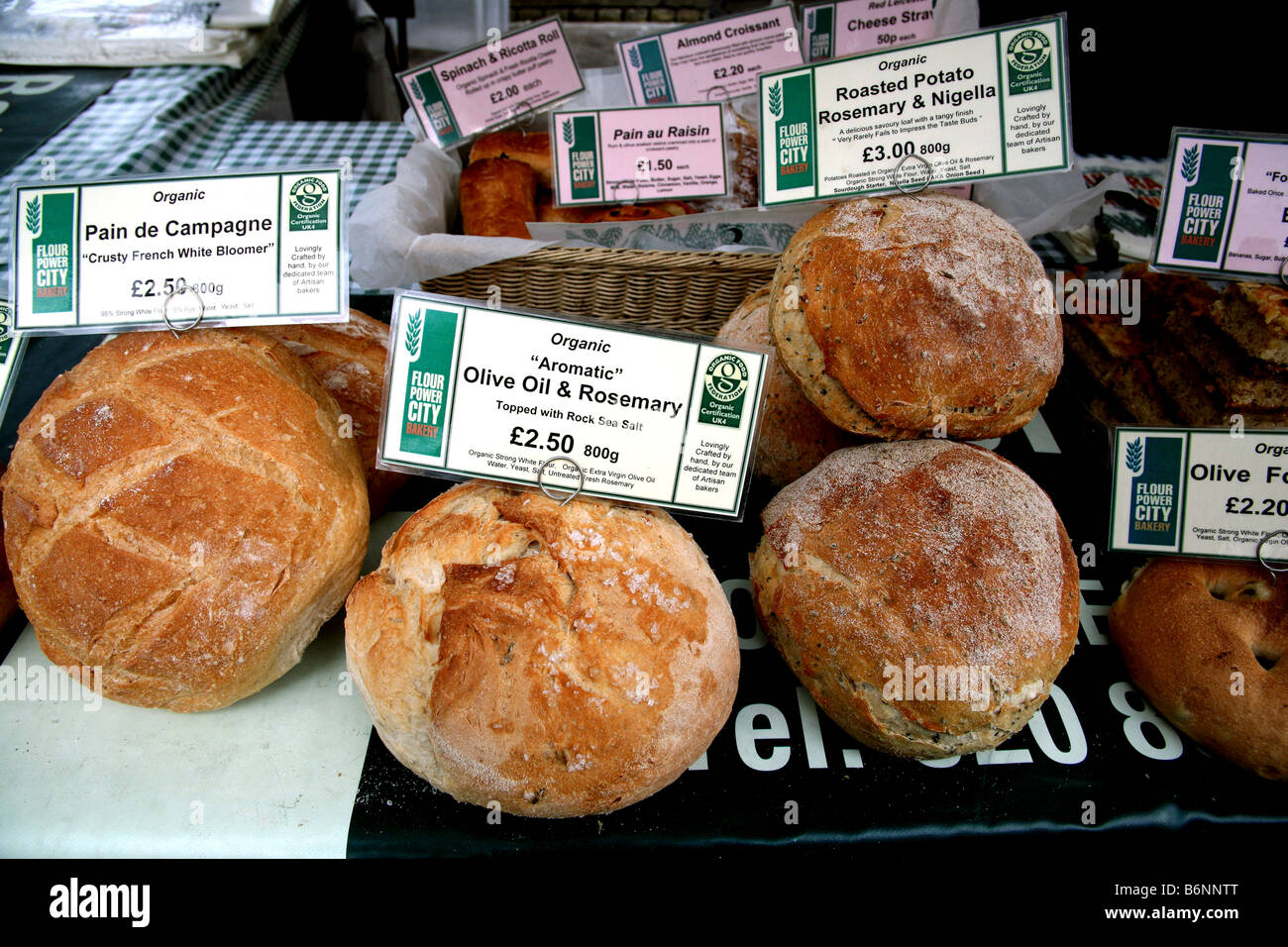 Organic bread for sale in London street market Stock Photo Alamy