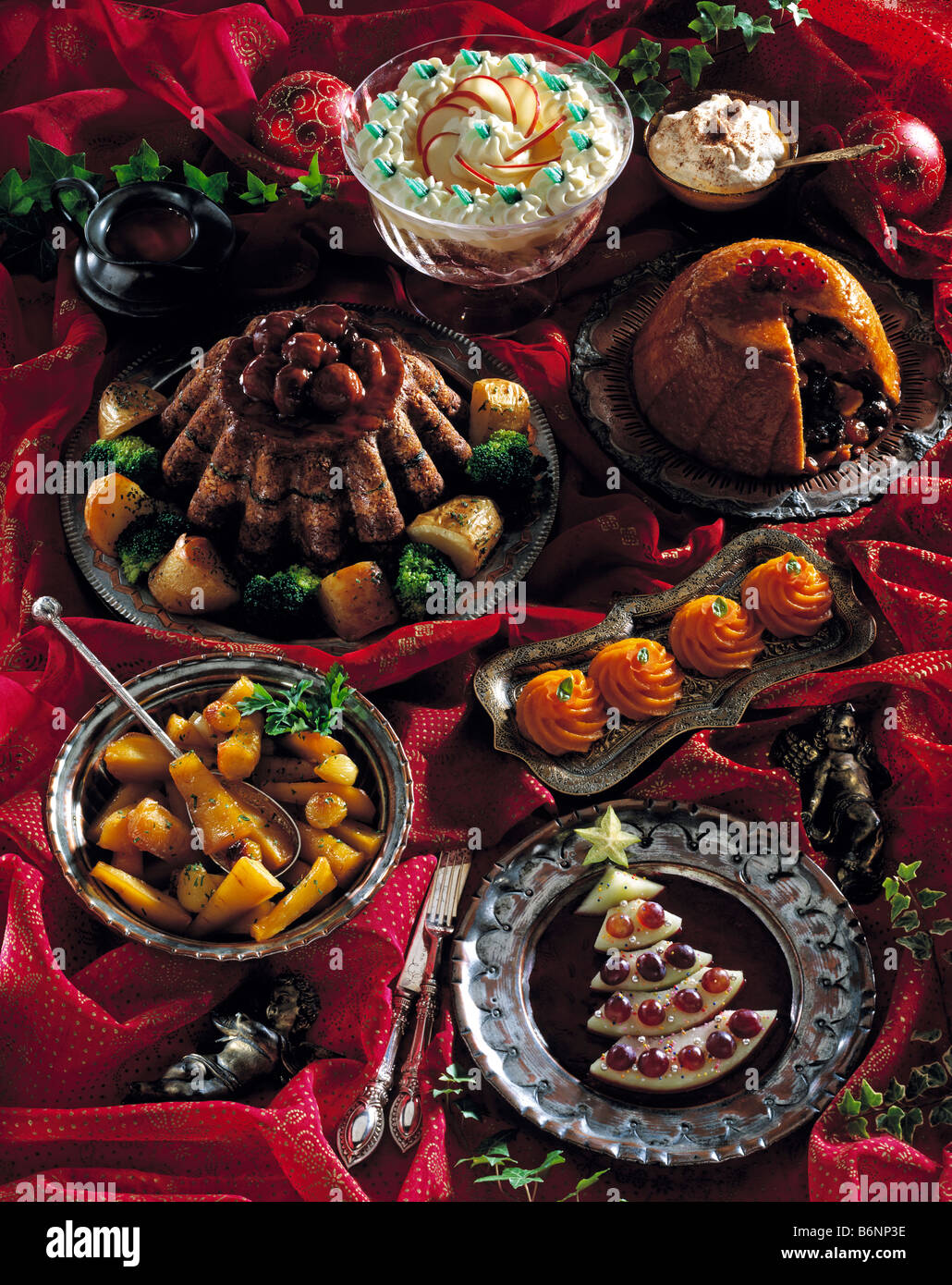 Vegetarian Christmas dinner Stock Photo - Alamy