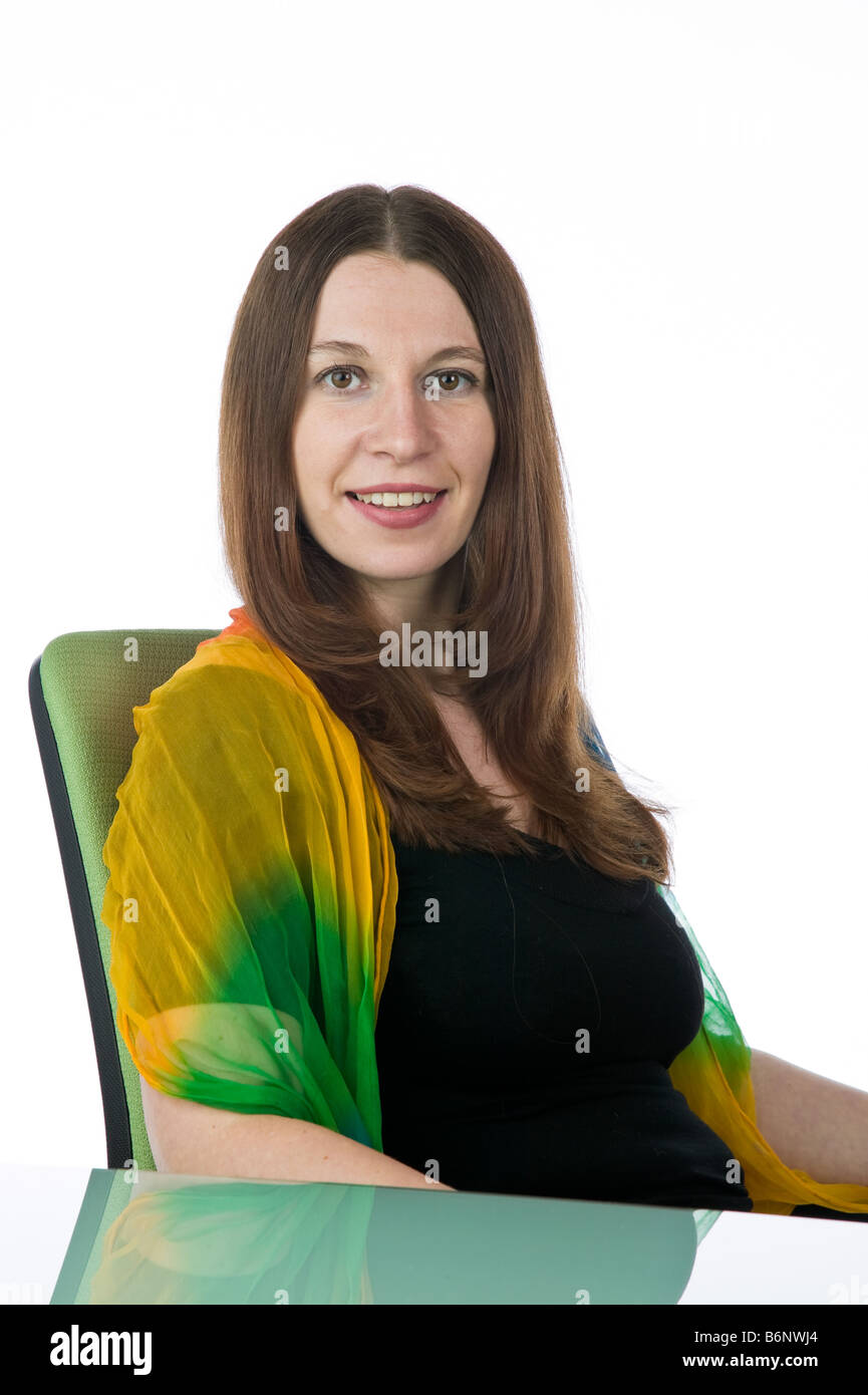 Portrait of a pretty woman against a white background Stock Photo - Alamy