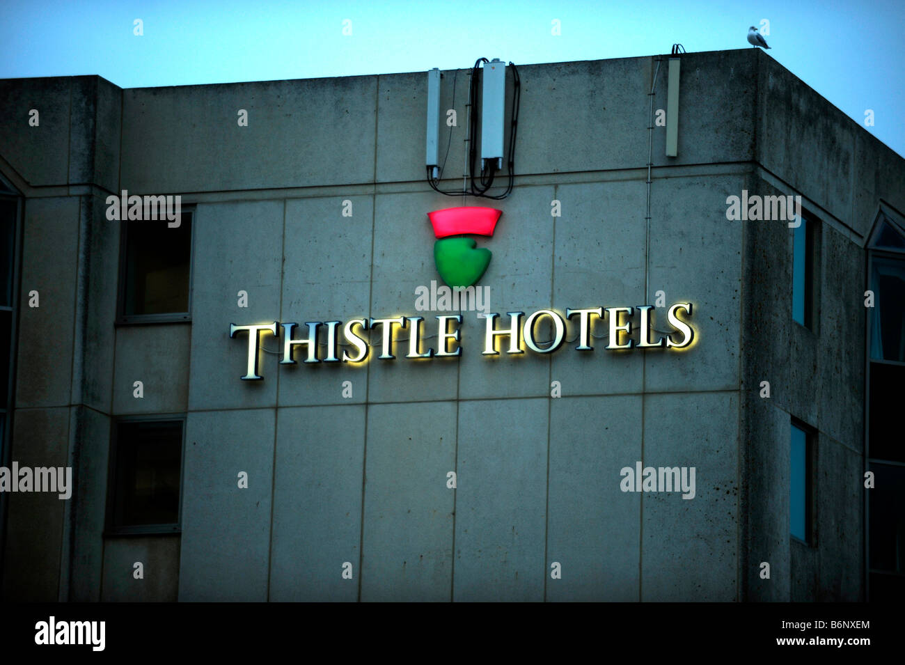 Thistle Hotels neon sign in Brighton UK - 2008 Stock Photo