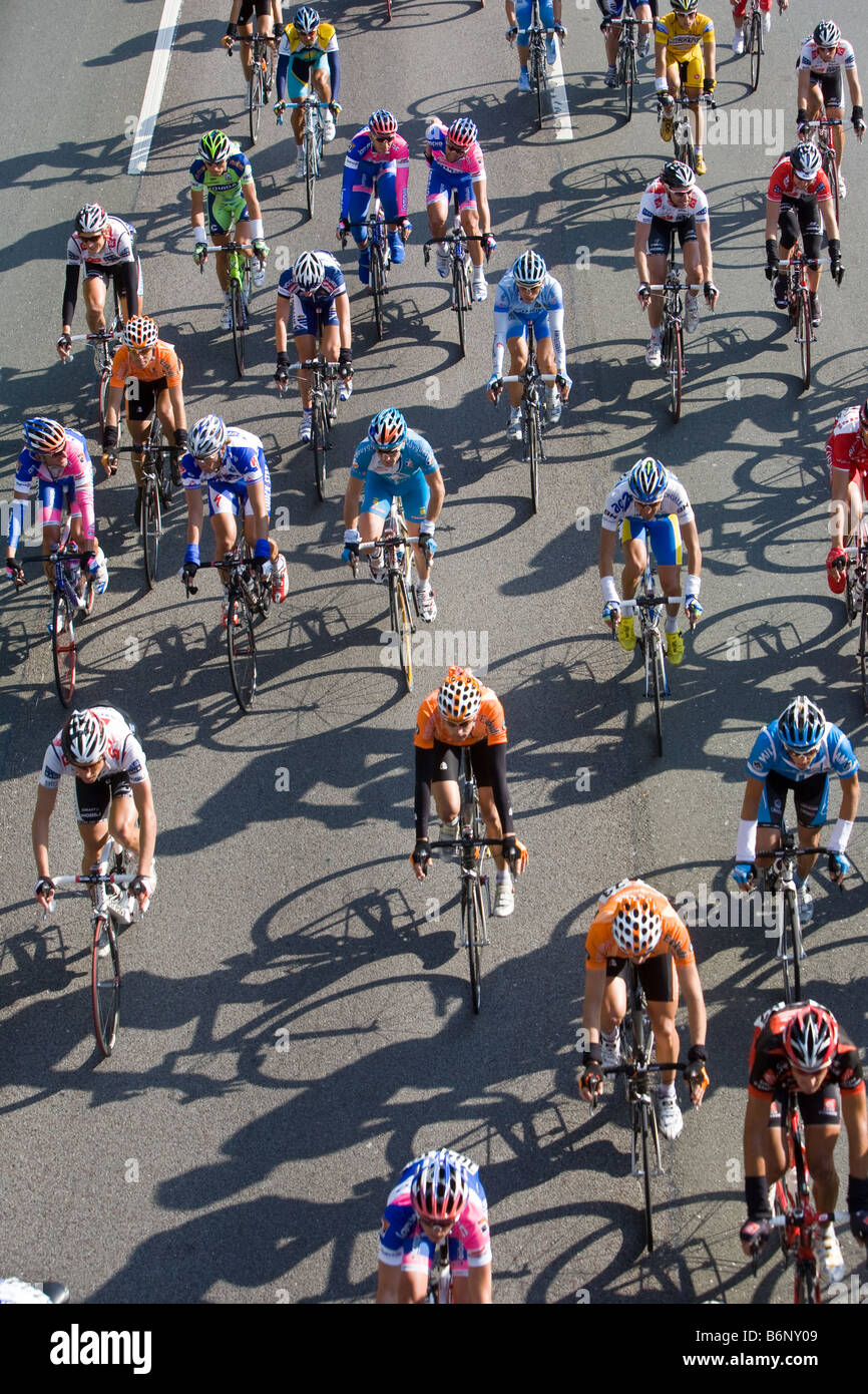 The main field of the cycle race Deutschlandtour Stock Photo