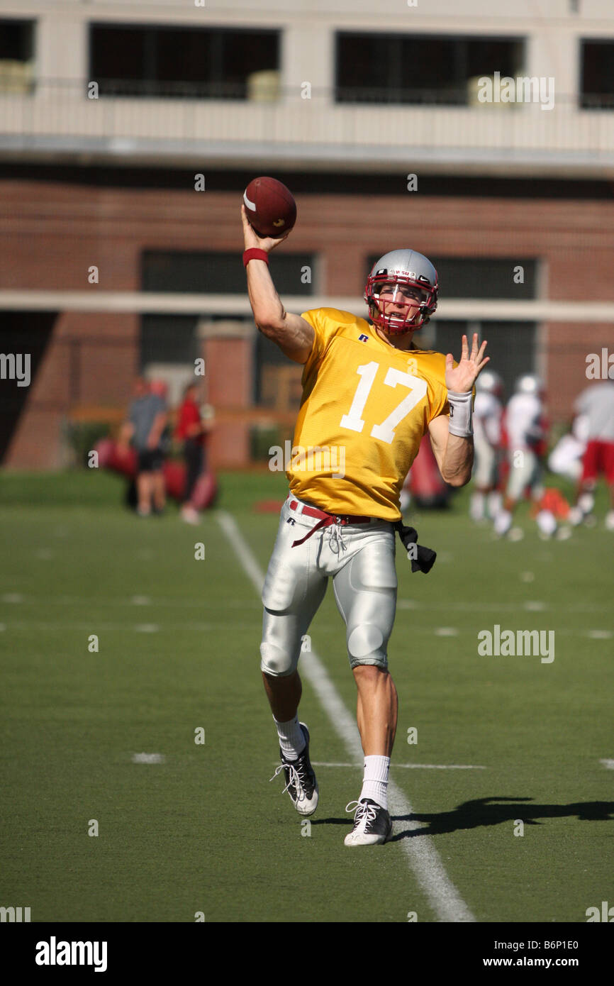 Gary Rogers, Washington State University quarterback, throws a pass