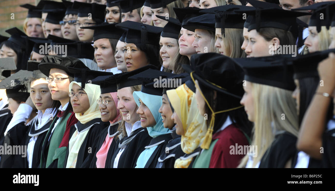 BRITISH STUDENTS CELEBRATING THEIR SUCCESSFUL GRADUATION DAY ON A ...