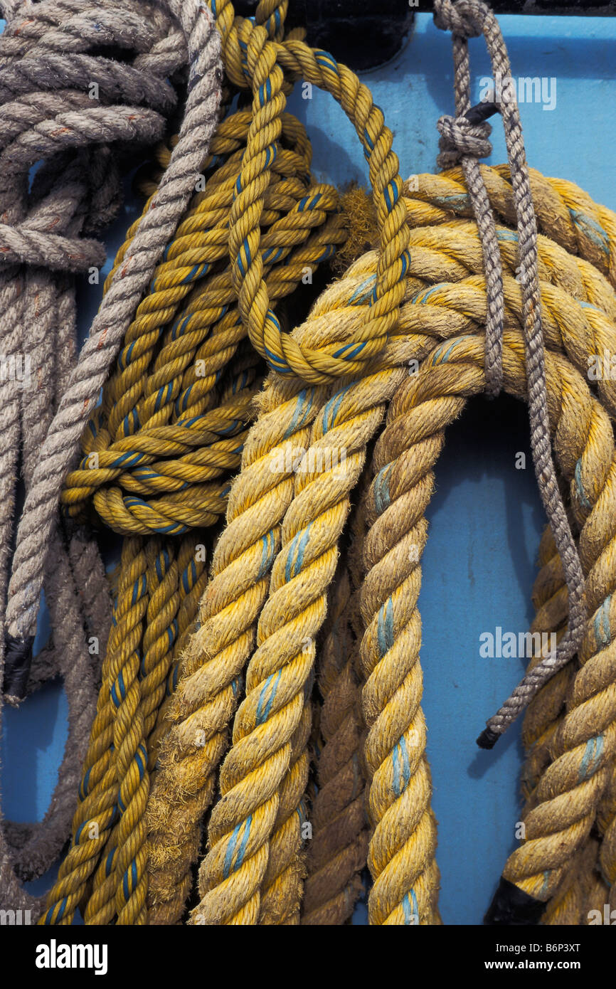 Detail Of Coiled Ropes On Fishing Boat Homer Alaska USA Stock Photo - Alamy