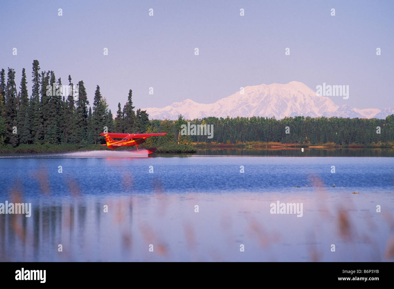 Float plane Lake Kashwitna Alaska USA Stock Photo Alamy
