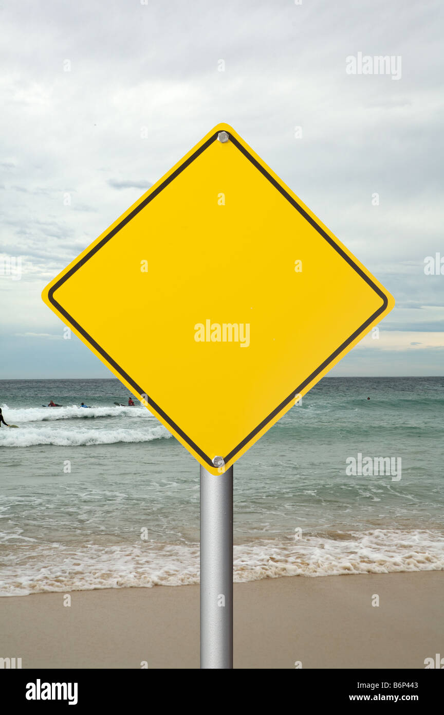 blank yellow warning traffic sign Stock Photo - Alamy