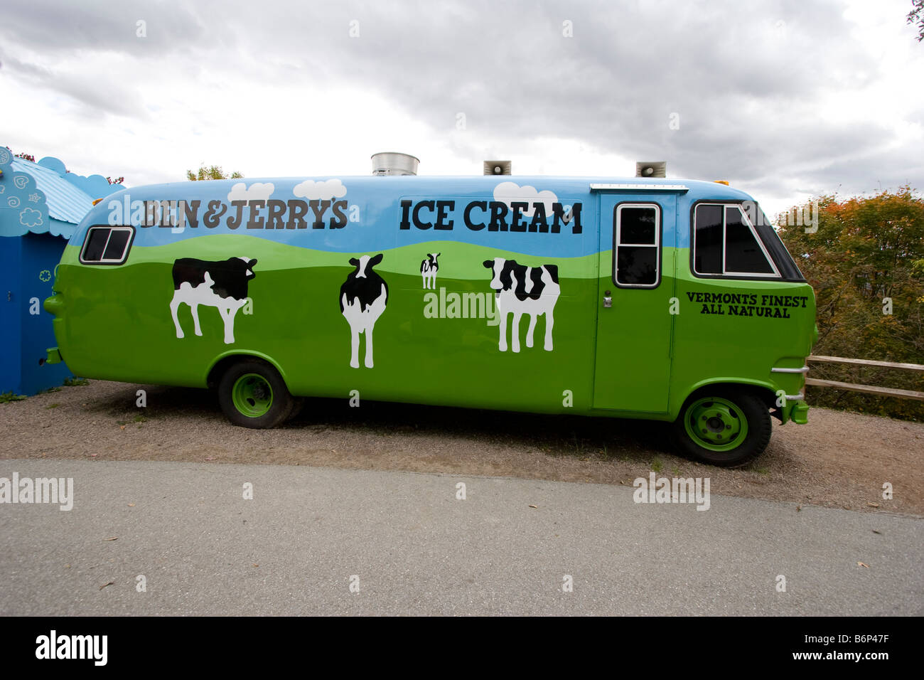 The Ben and Jerry s Cowmobile at the Ben and Jerry s headquarters in