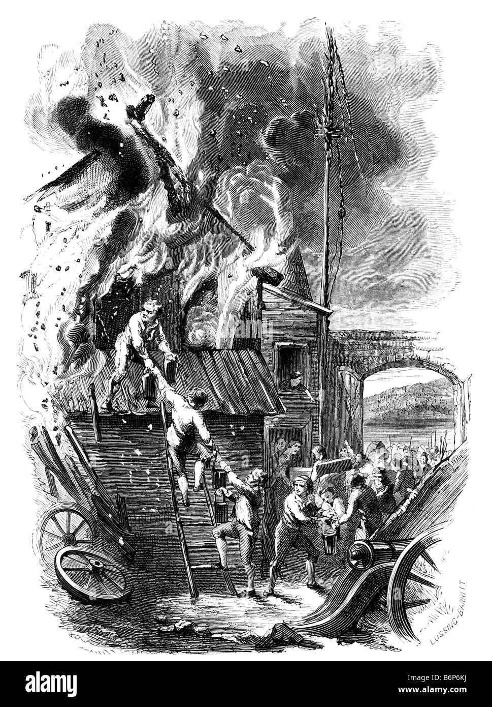 Putnam Putting out Fire at Fort Edward Stock Photo