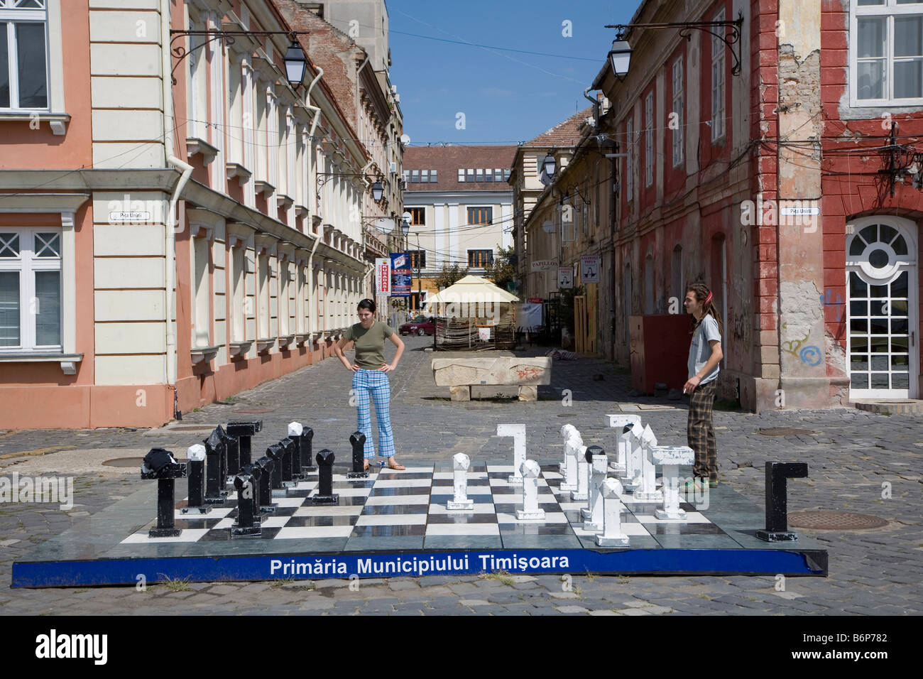 Timisoara Romania eastern Europe EU chess game couple play ...