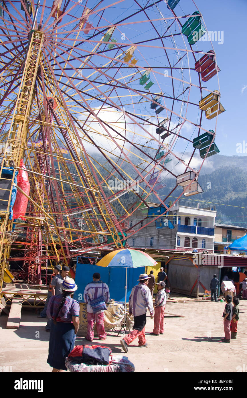 Ferris wheel at the fair during the annual festival (October 31-November 2) of Todos Santos Cuchumatan. Guatemala Stock Photo