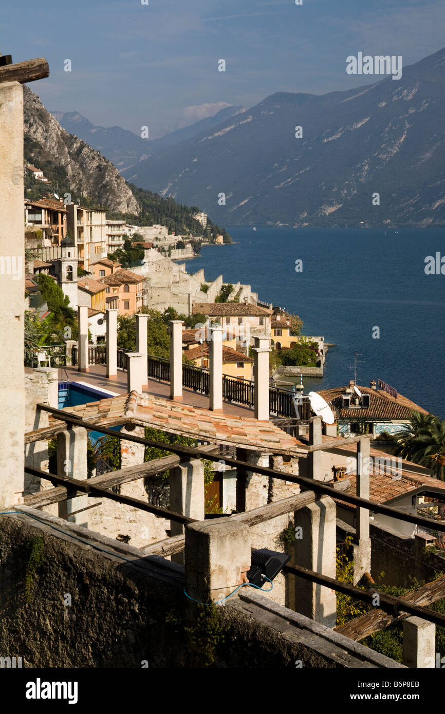 Limone sul Garda, Sightseen from the castle lemon grove. Italy Stock ...