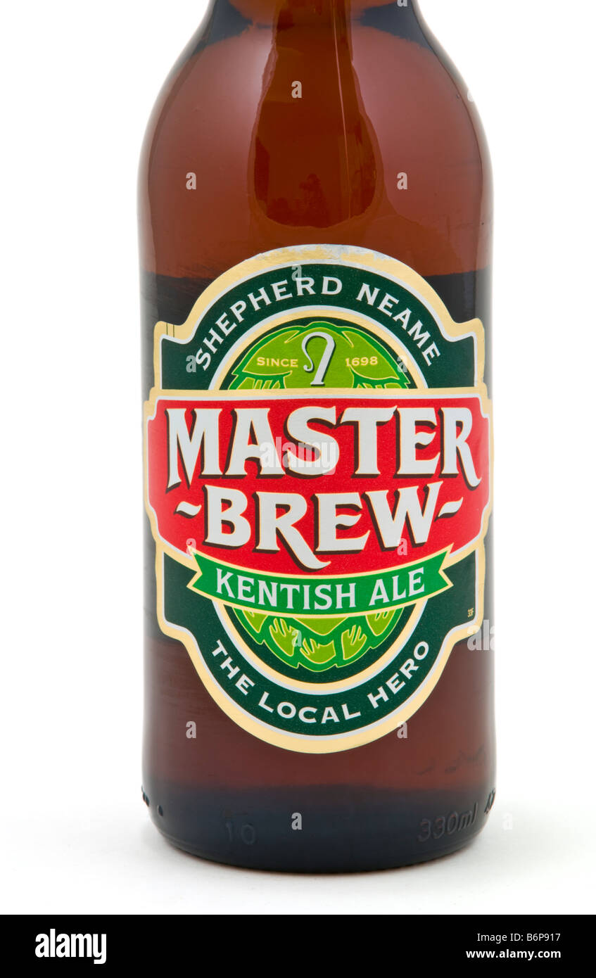 Bottle of Master Brew Kentish ale brewed and bottled by Shepherd Neame
