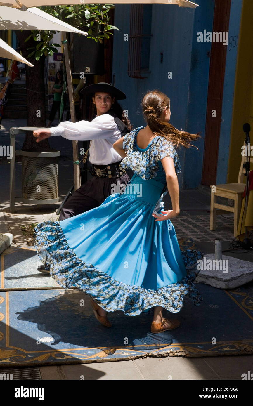Tango dancers in street cafe in La Boca Buenos Aires Argentina South America Stock Photo