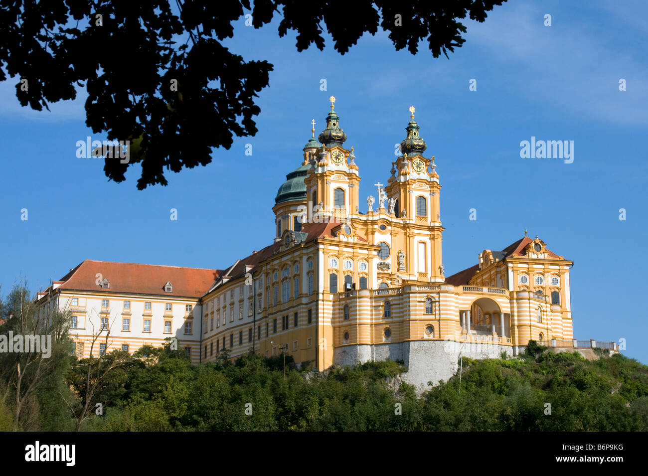 Melk Abbey Benedictine church and monastery, in scenic Wachau Valley along Danube River Stock Photo