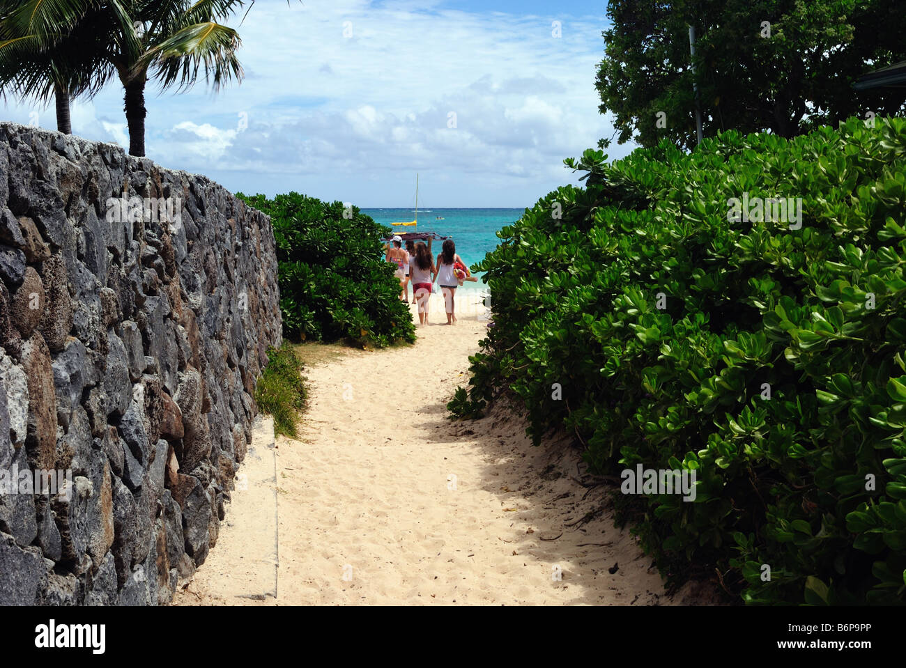 Beach entrance to Lanikai Beach Stock Photo Alamy
