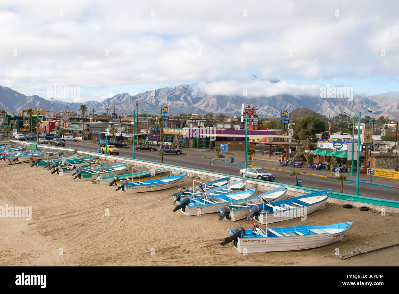 The beachfront of San Felipe Mexico, where you can hire a boat for a
