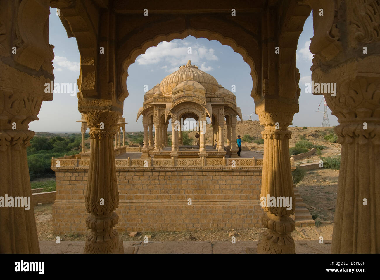 ROYAL CENOTAPHS INSIDE BADA BAGH IN JAISALMER, RAJASTHAN Stock Photo