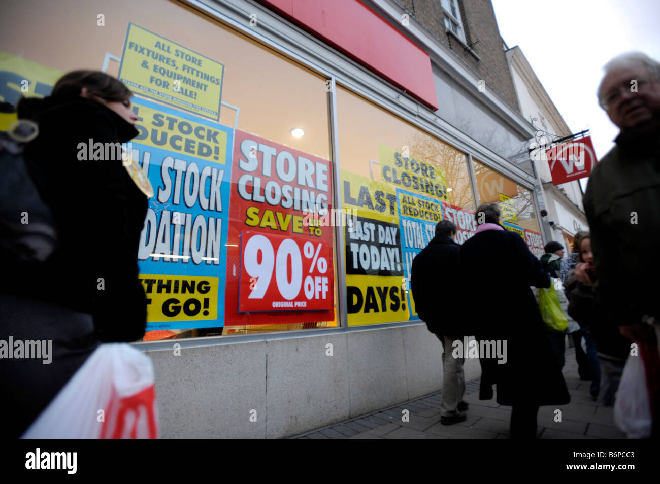 Exterior of Woolworths store Bury St Edmunds UK branch on its last day