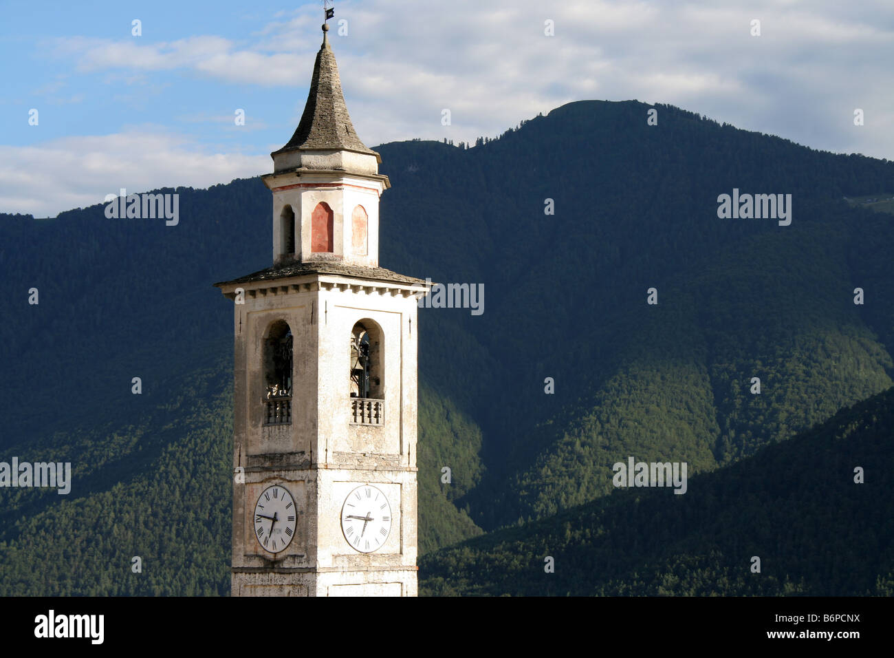 Church spire in Craveggia in Val Vigezzo Piemonte Italy Stock Photo