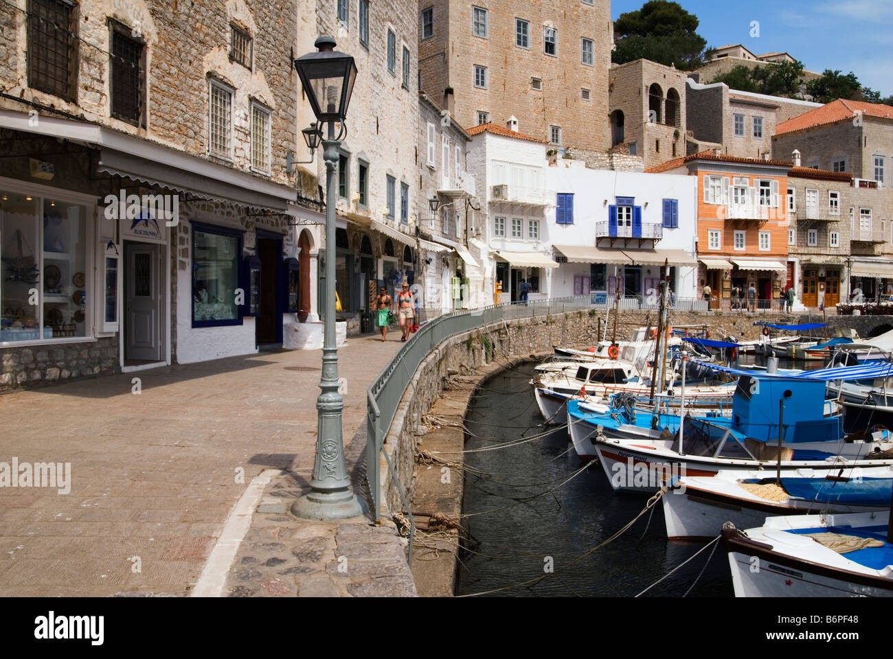 Hydra Town boat lined waterfront, Hydra Island, Greece Stock Photo Alamy