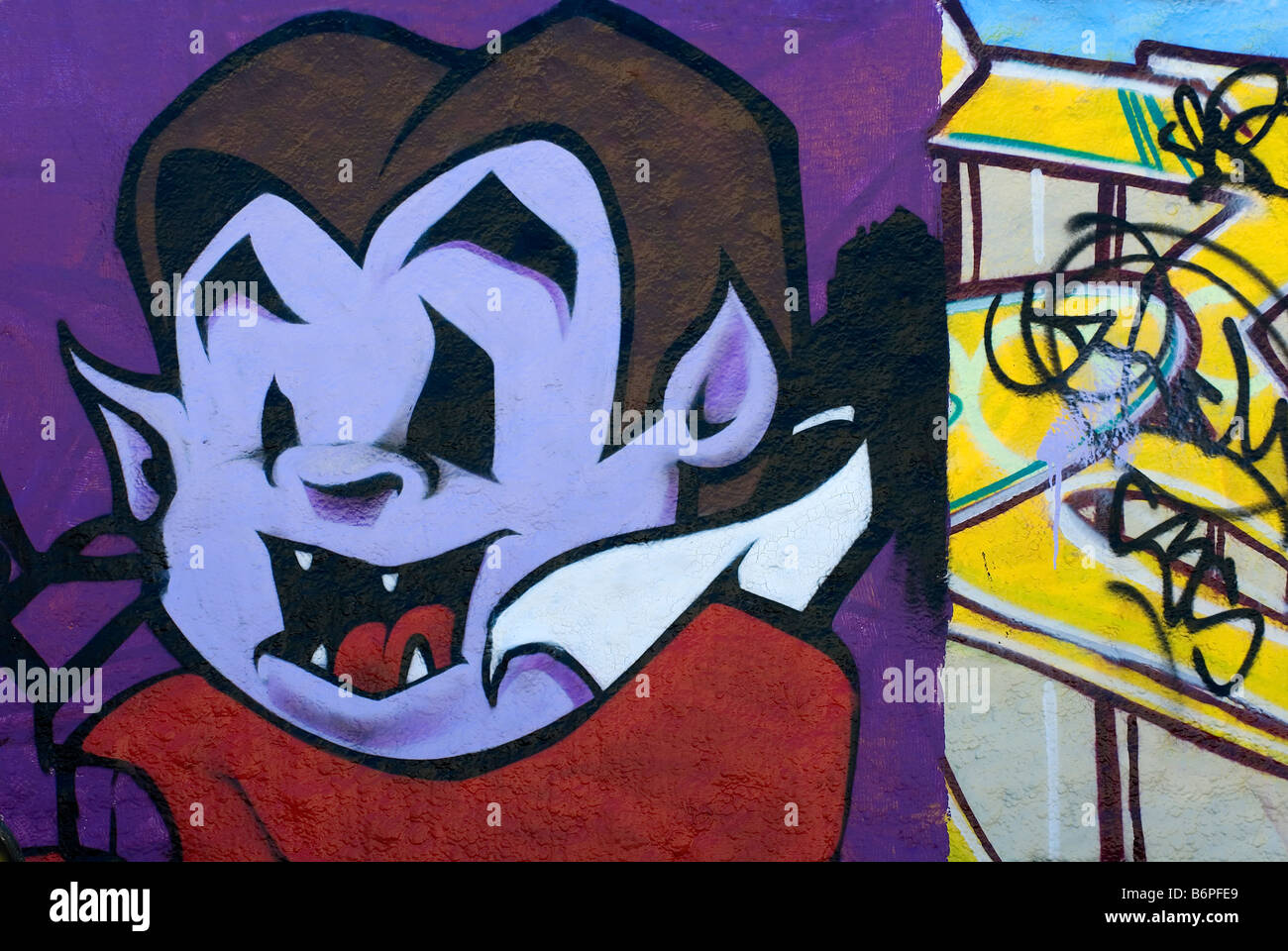 Graffiti, spray paint image on wall,Venice Beach, Los angeles