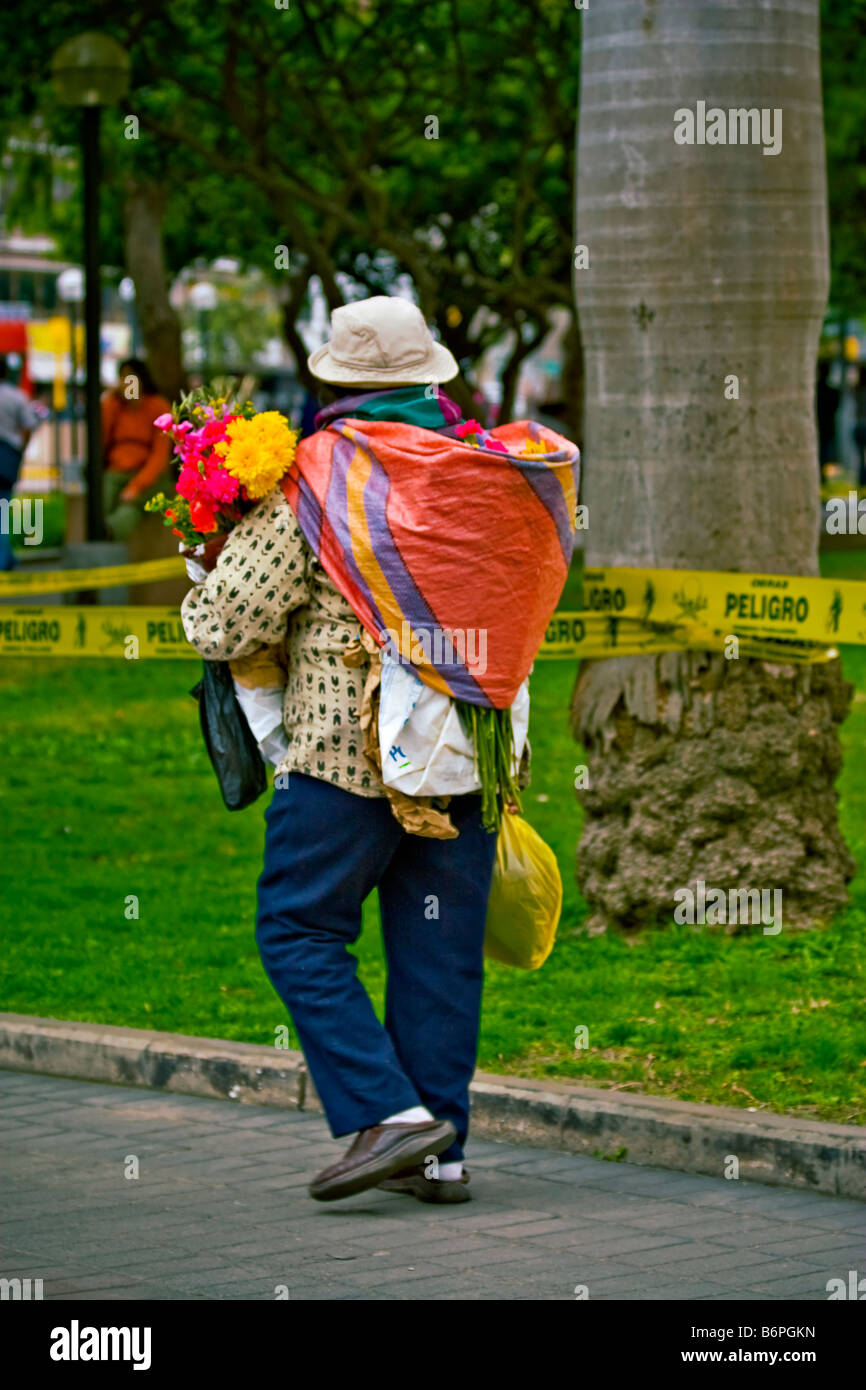 Flower seller in Lima Peru Stock Photo Alamy