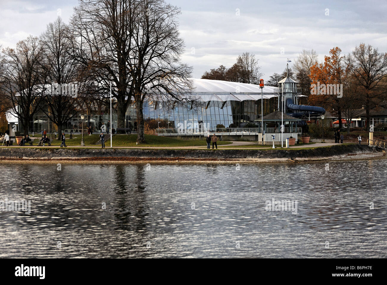 Prienavera Public Swimming Pool Prien Stock Chiemsee Chiemgau Bavaria Germany Stock Photo