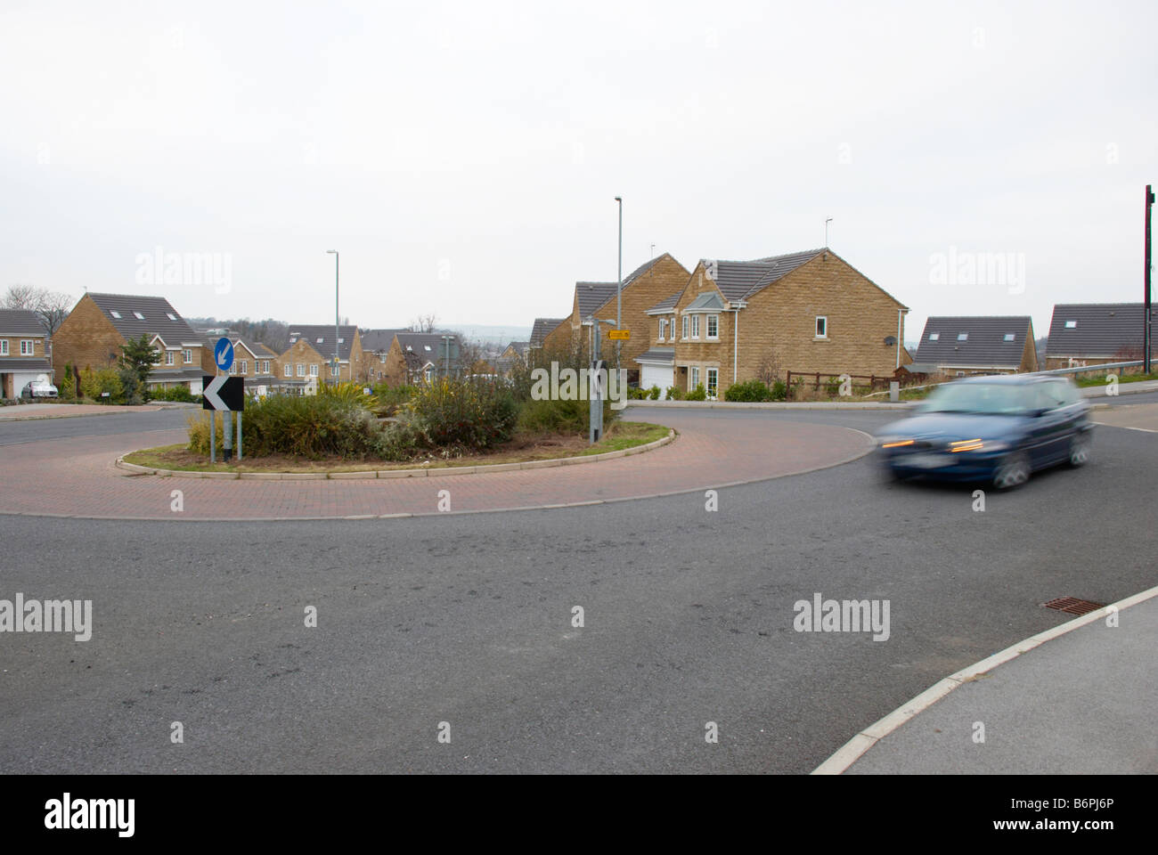 roundabout on a new housing estate Stock Photo
