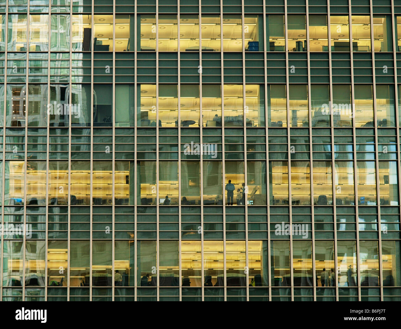 Lehman brothers office windows pattern at dusk Docklands London UK Stock Photo
