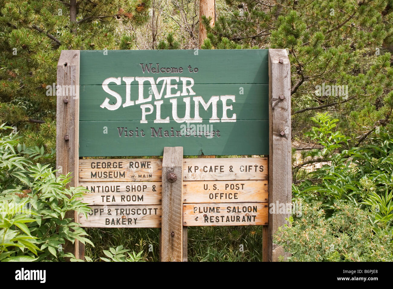 Sign near the railway station in Silver Plume, Colorado Stock Photo Alamy