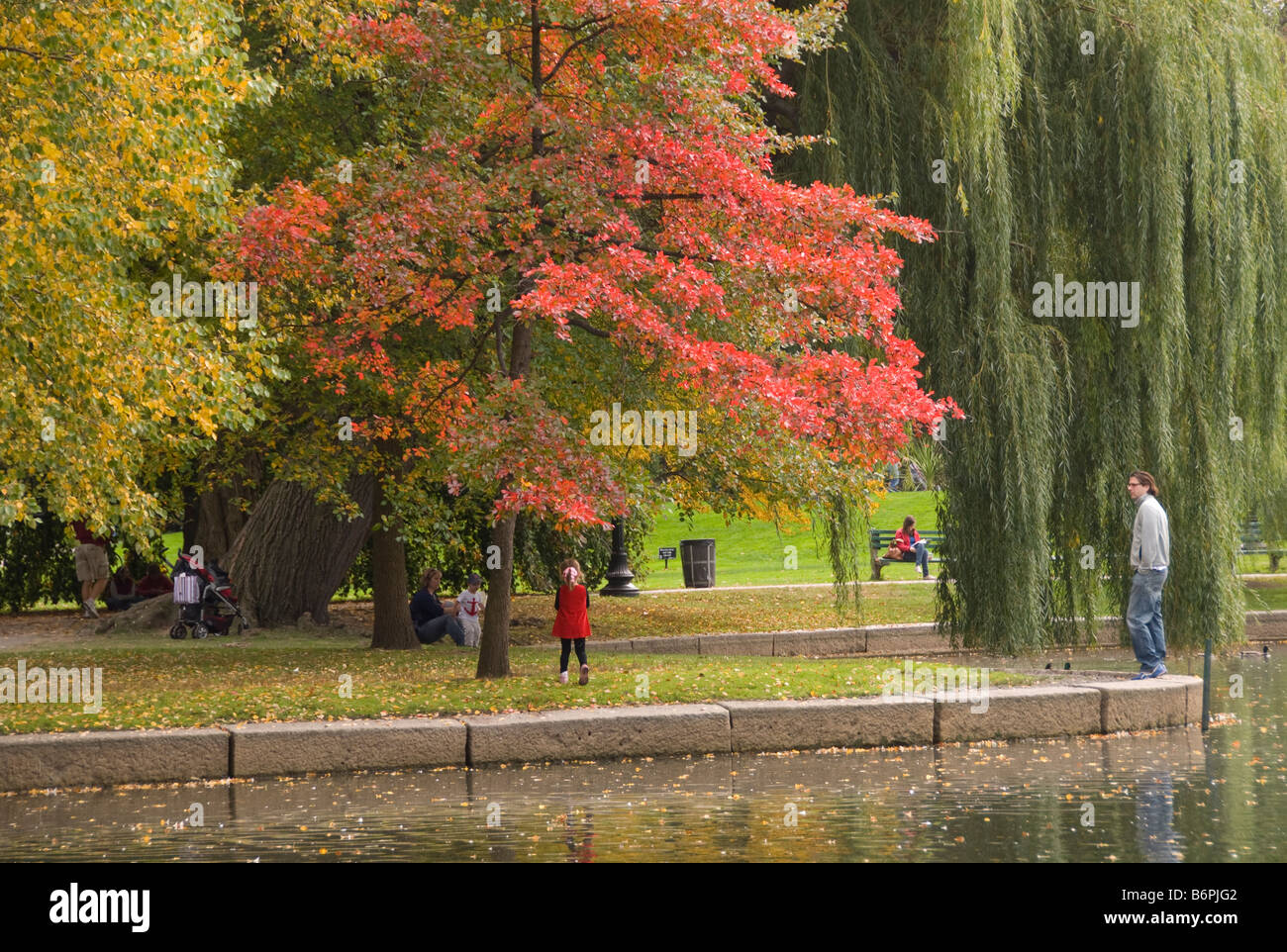 Autumn foliage in Boston Public Garden Stock Photo