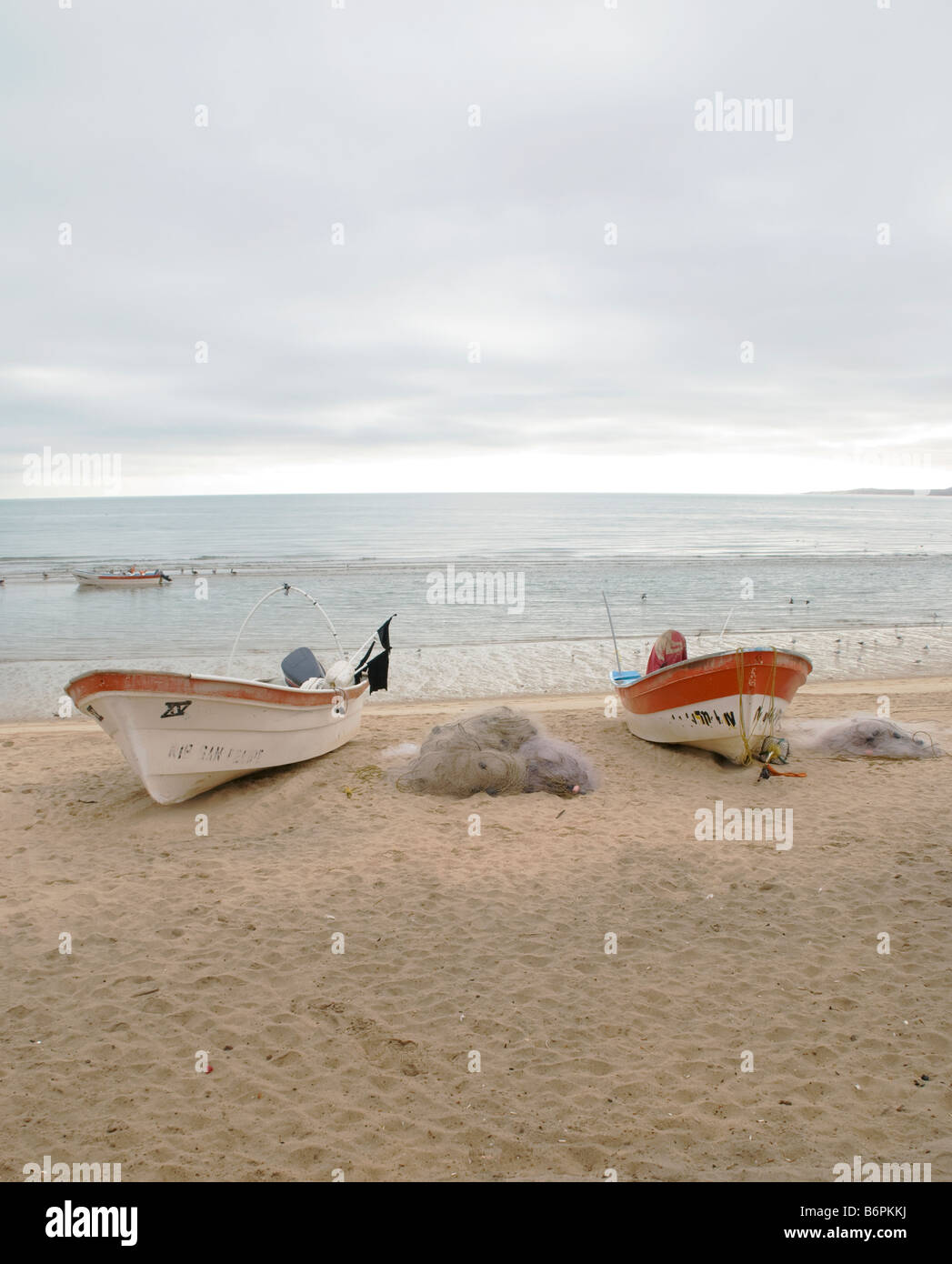 fishing boats and nets on the Sea of Cortez, San Felipe Baja California