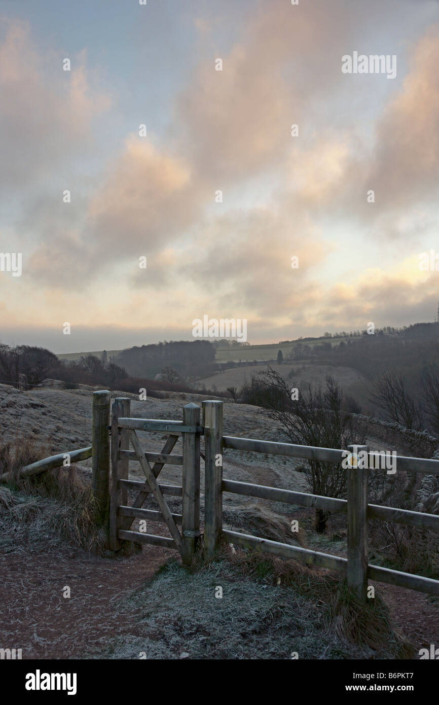 The Cotswold Way at Crickley Hill Country Park near Cheltenham in