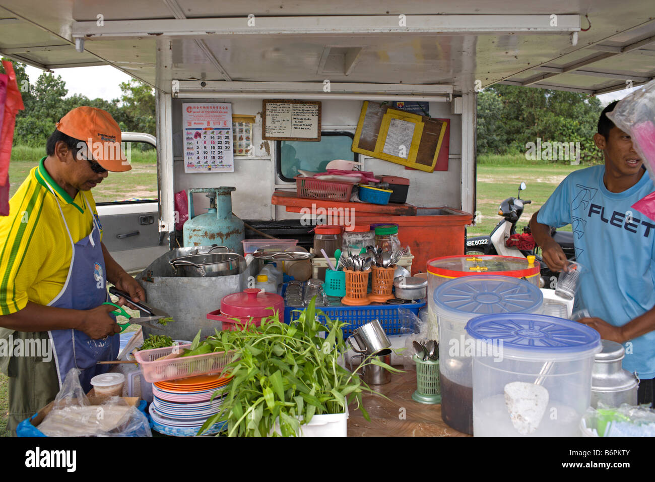Rojak seller at Bagan Lalang, Malaysia Stock Photo