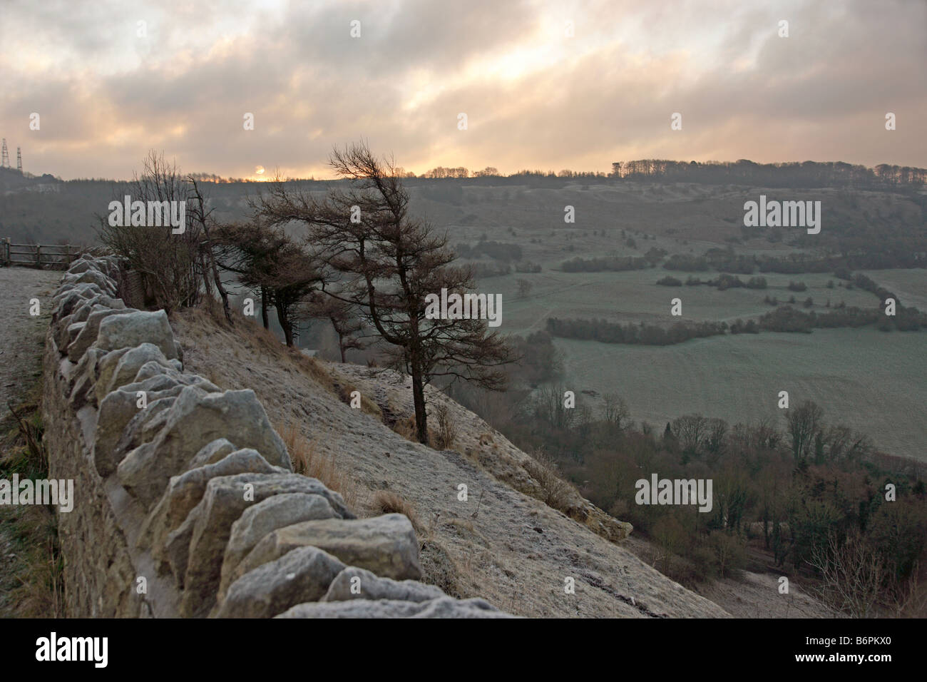 The Cotswold Way at Crickley Hill Country Park near Cheltenham in