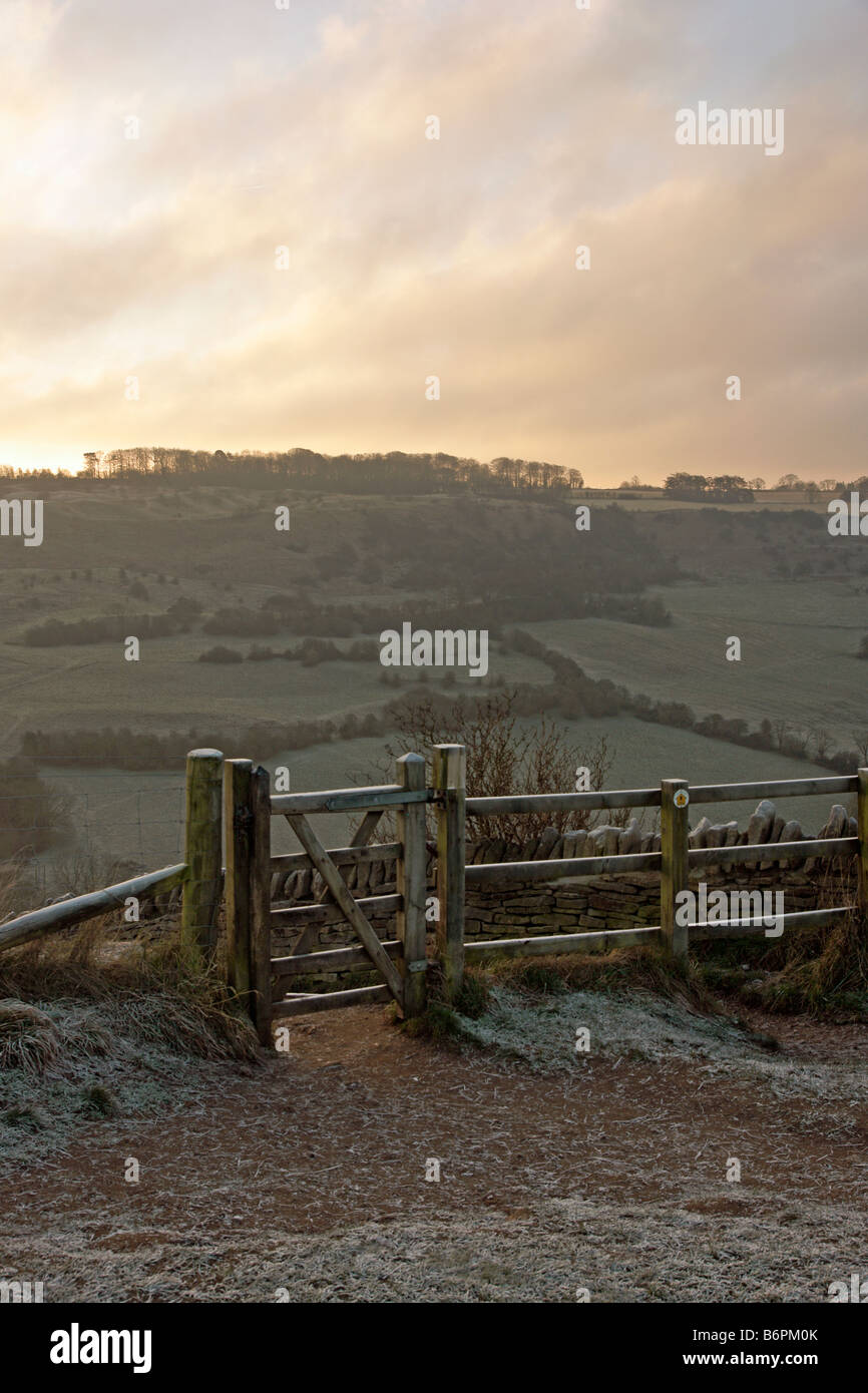 The Cotswold Way at Crickley Hill Country Park near Cheltenham in