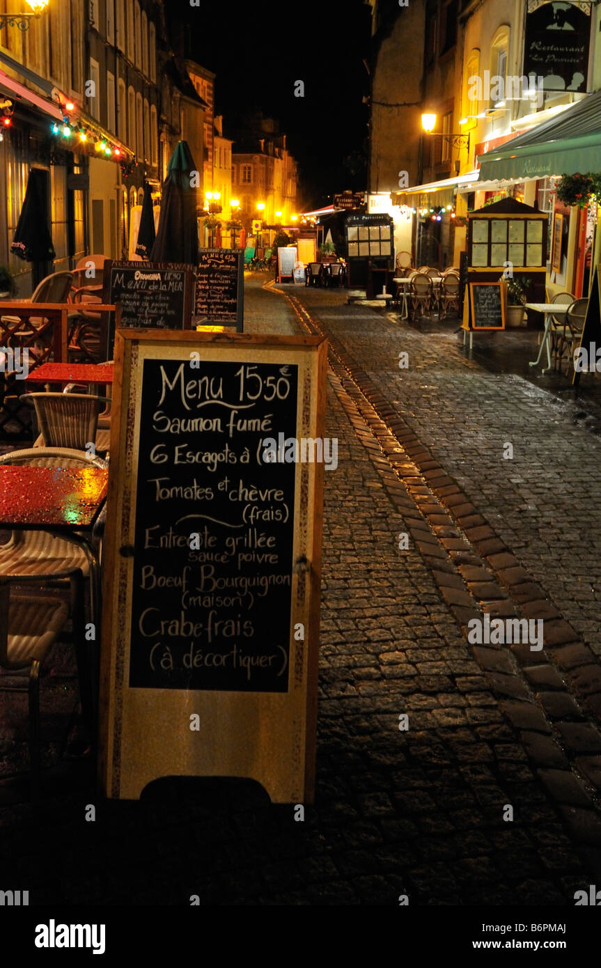 France Boulogne-sur-Mer old town Rue de Lille at night Stock Photo