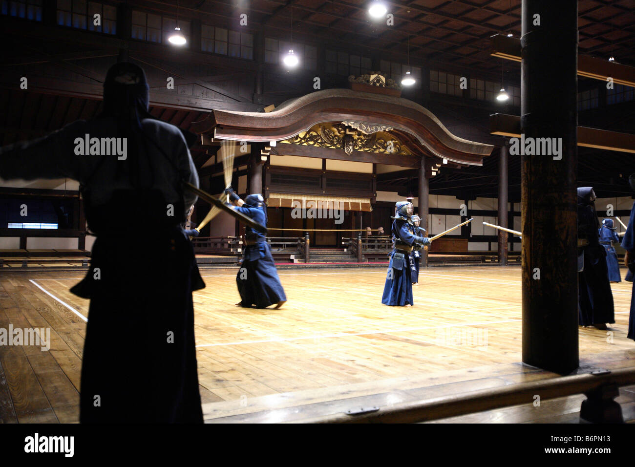 Kendo practice at Budokuden Martial Arts Center Kyoto Japan Stock Photo