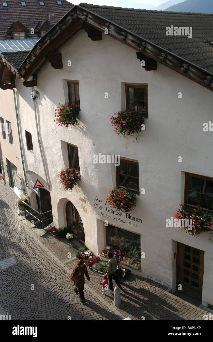 Street in Malles Mals in Val Venosta Vinschgau South Tyrol Sud Tirol Alto Adige Italy Stock Photo