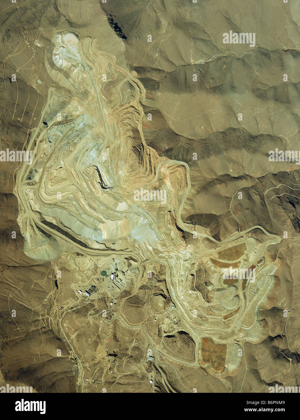 aerial view above mine in Lander County, Nevada Stock Photo