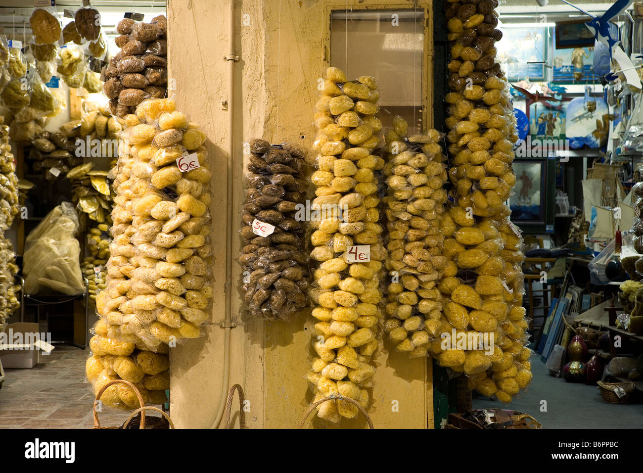 Sponge shop, night, Athens, Greece, store Stock Photo Alamy