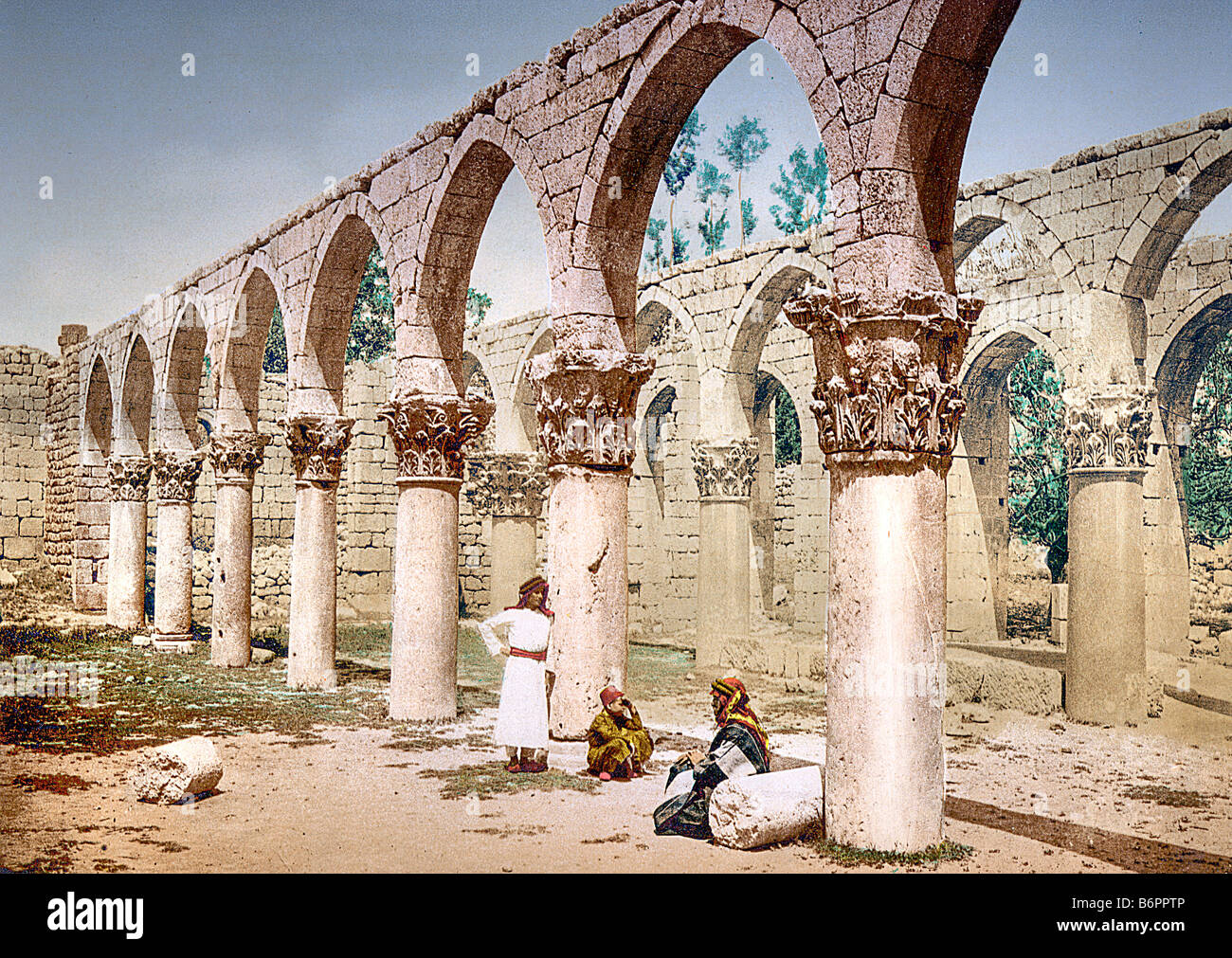 Ancient Colonnades Baalbek Stock Photo