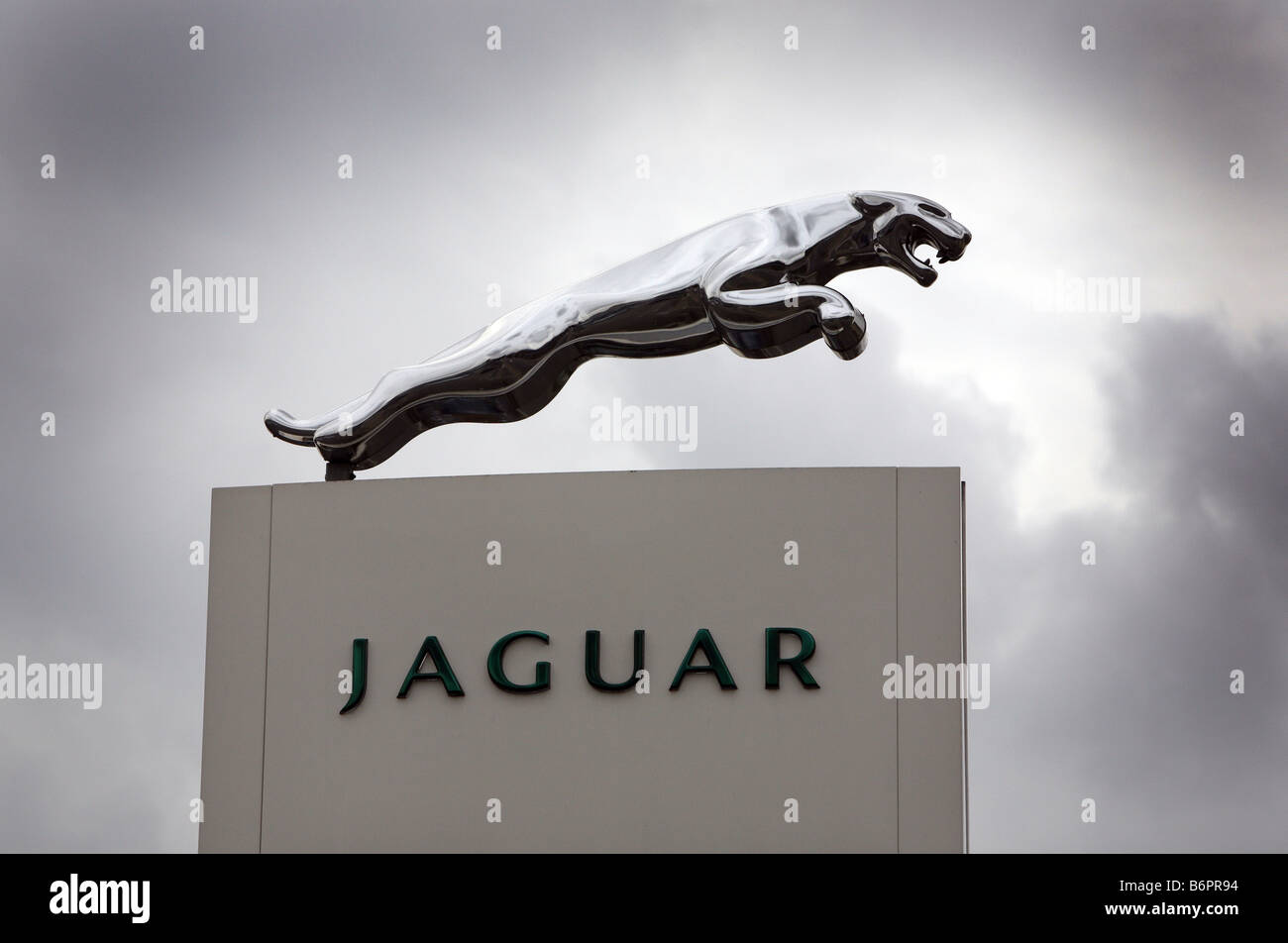 Jaguar car dealers showroom sign Stock Photo