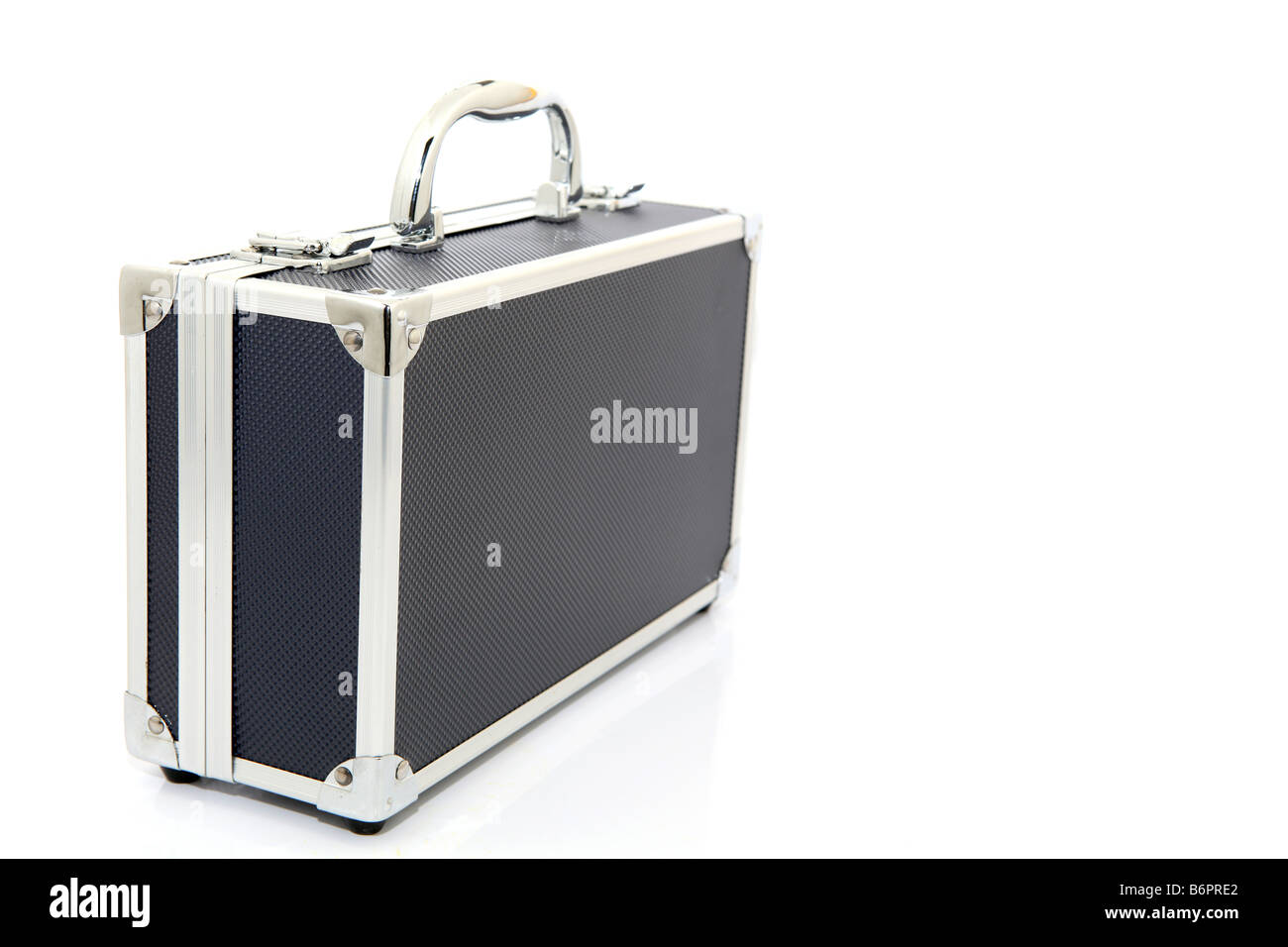 black aluminum briefcase isolated on white background with copyspace Stock Photo Alamy